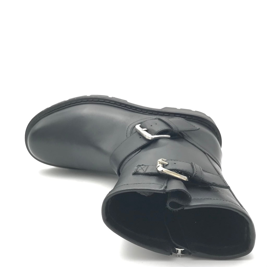 Zulian Calzature Biker in pelle nera Offerta temporanea