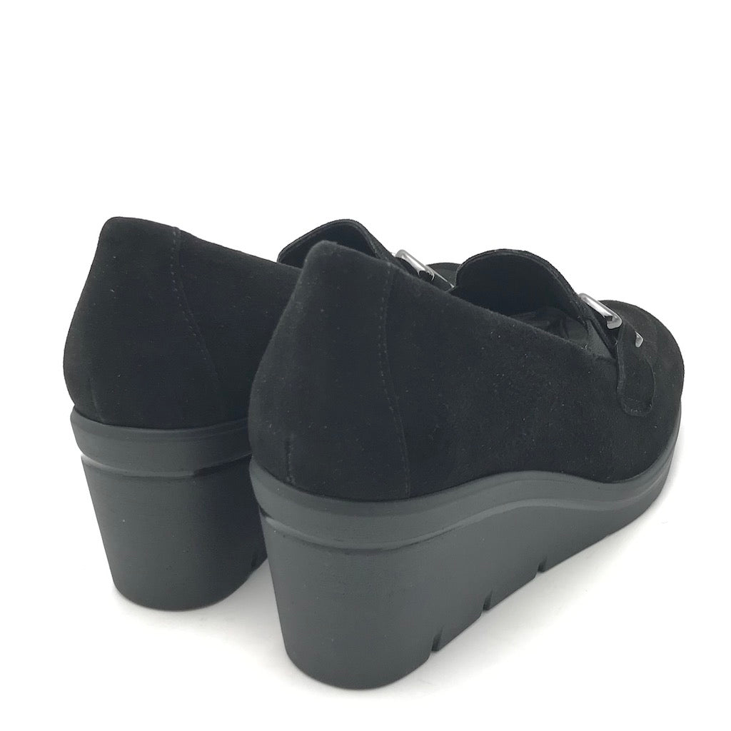 Zulian Calzature Mocassino zeppa in camoscio nero ACQUISTA ORA