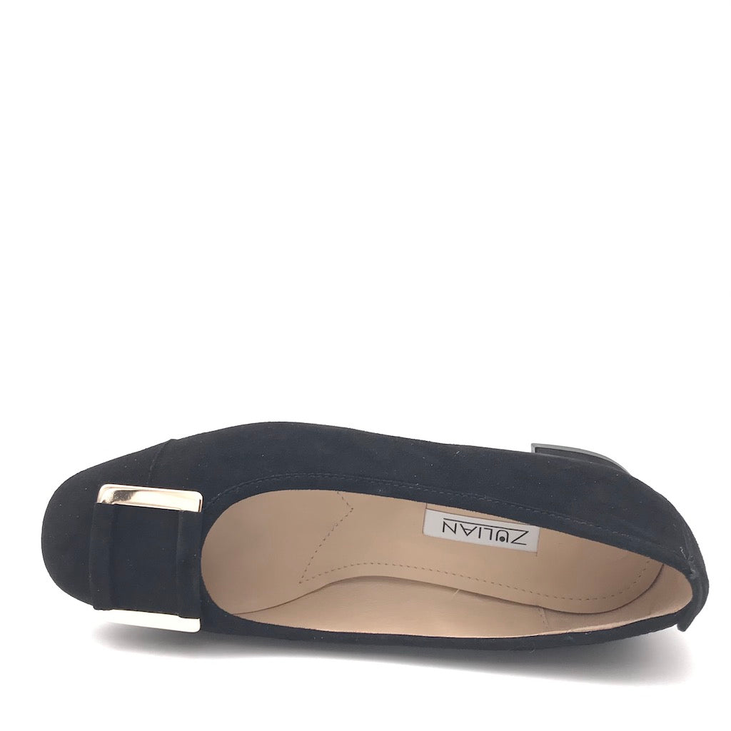 Zulian Calzature Ballerina in camoscio nero Sostegno trimestrale