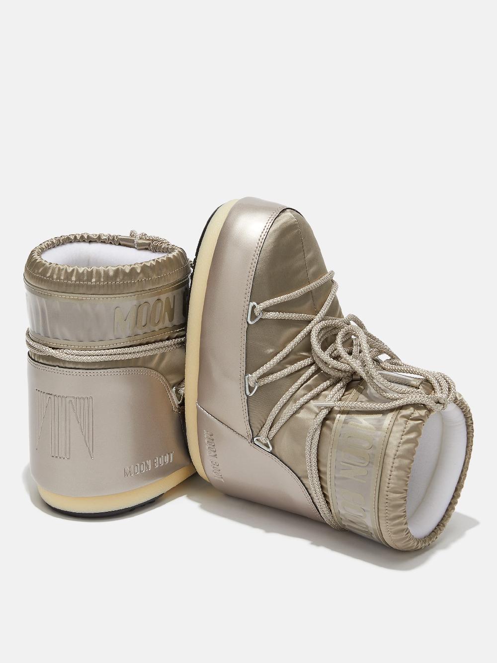 Moon Boot ICON LOW GLANCE PLATINO IN RASO Nuova