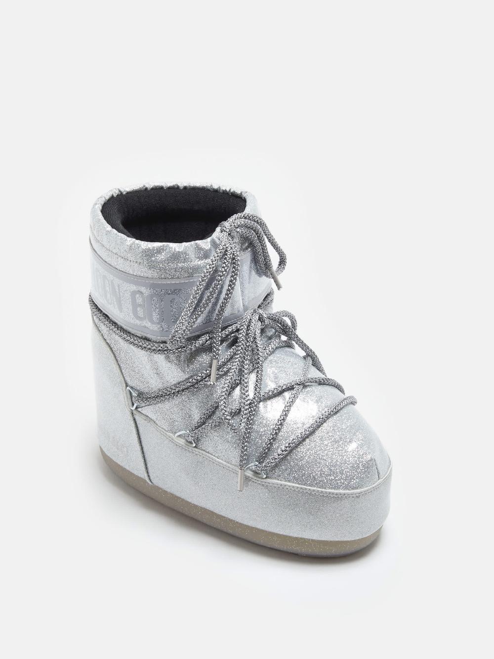 Moon Boot ICON LOW GLITTER ARGENTO Spedizione gratuita