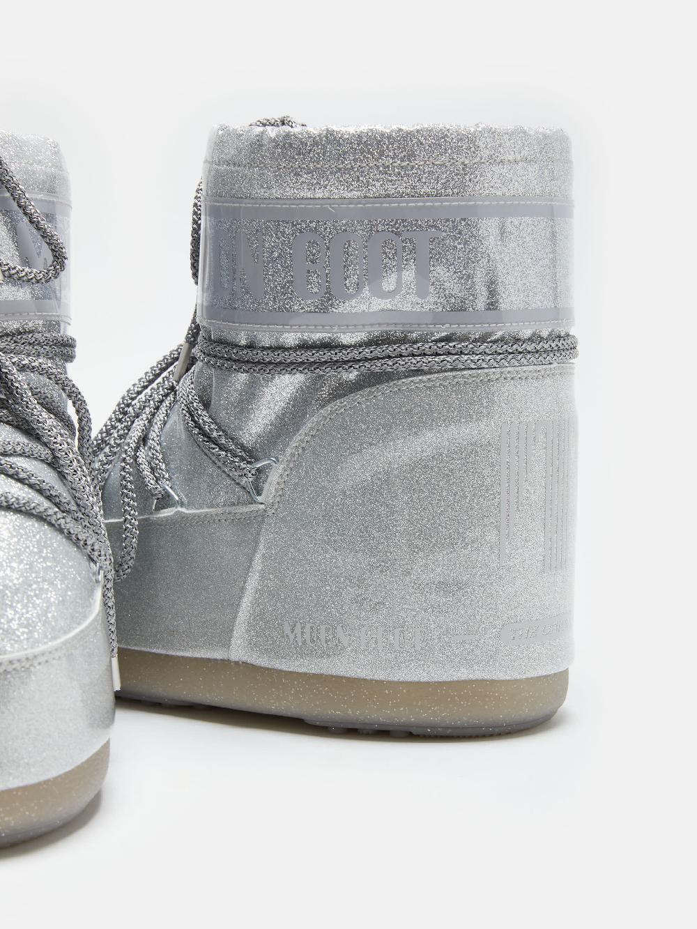 Moon Boot ICON LOW GLITTER ARGENTO Spedizione gratuita