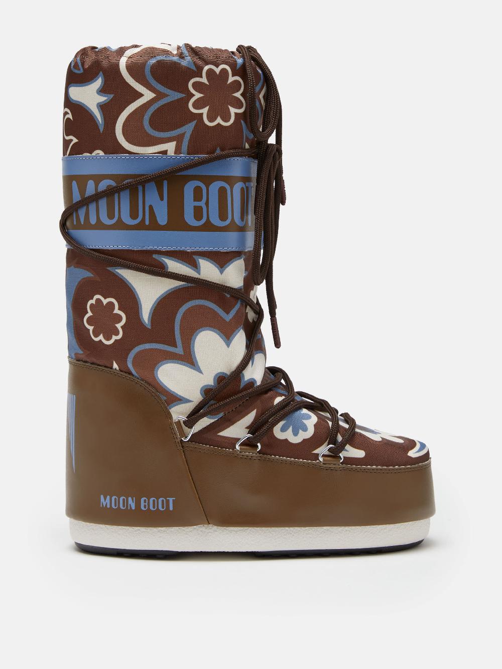 Moon Boot ICON MARRONE CON MOTIVO FLOREALE