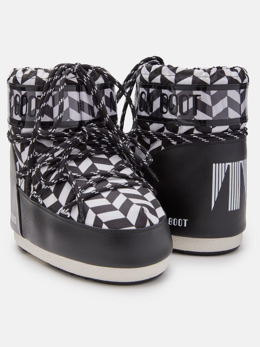 Moon Boot ICON LOW NERO CON STAMPA OPTICAL Latest fashion