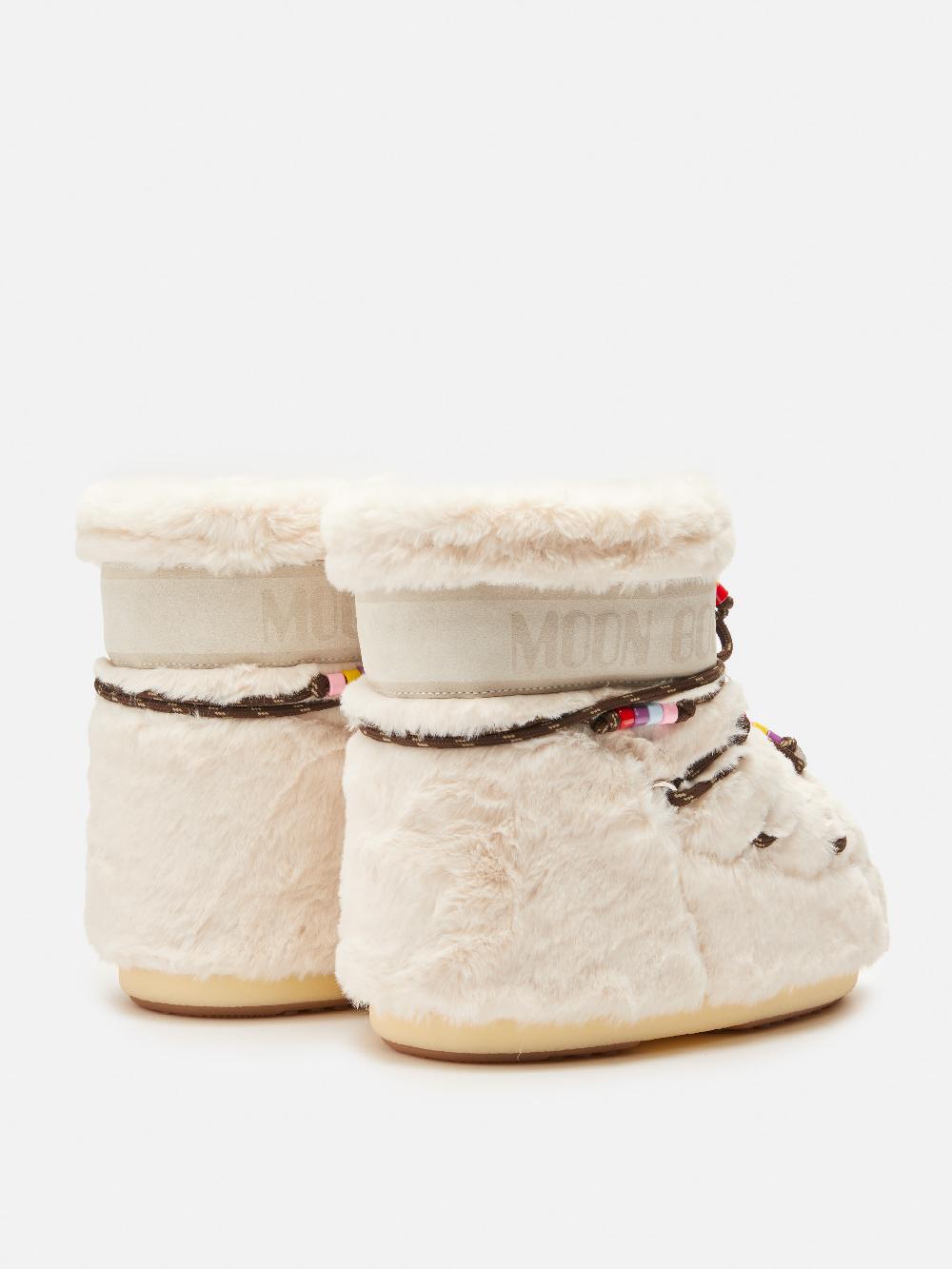 Moon Boot ICON LOW FAUX-FUR BEADS PANNA In Saldo
