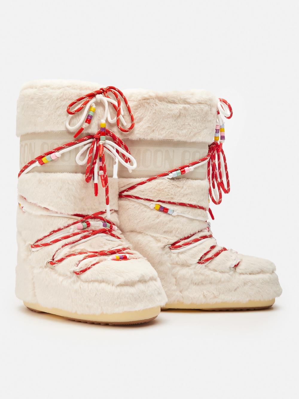 Moon Boot ICON FAUX-FUR BEADS PANNA Duty-free