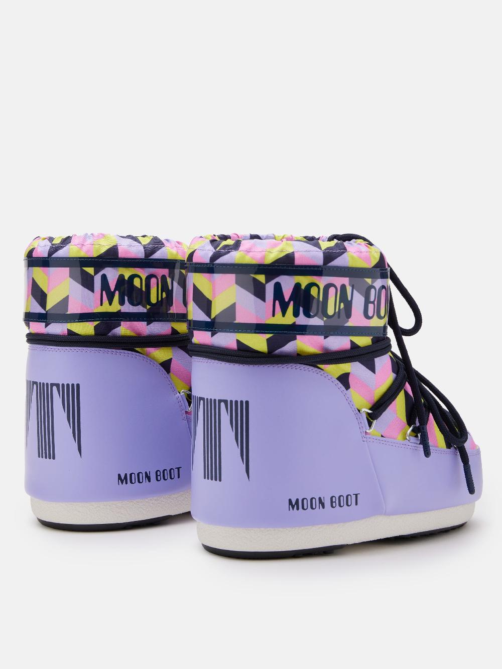 Moon Boot ICON LOW LILLA CON STAMPA OPTICAL Promozione Limitata