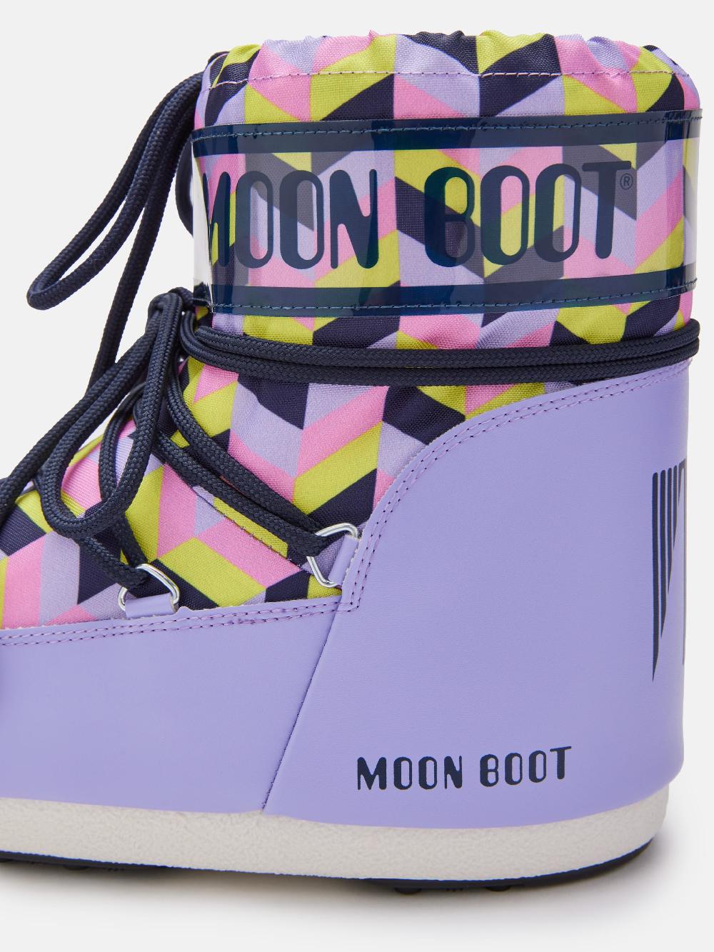 Moon Boot ICON LOW LILLA CON STAMPA OPTICAL Promozione Limitata