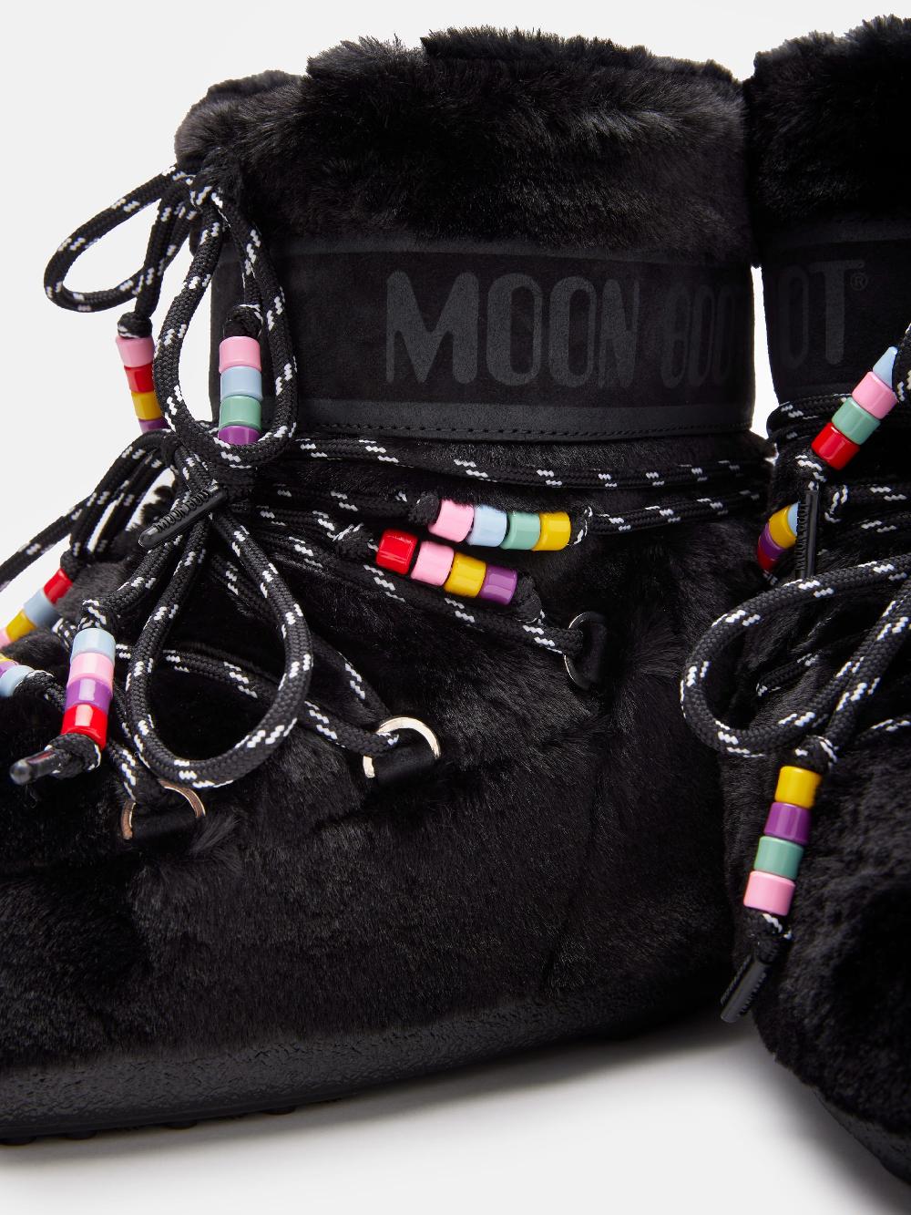Moon Boot ICON LOW FAUX-FUR BEADS NERO Convenienza