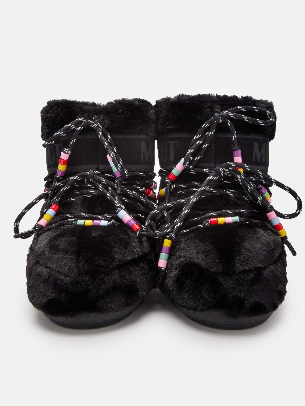 Moon Boot ICON LOW FAUX-FUR BEADS NERO Convenienza