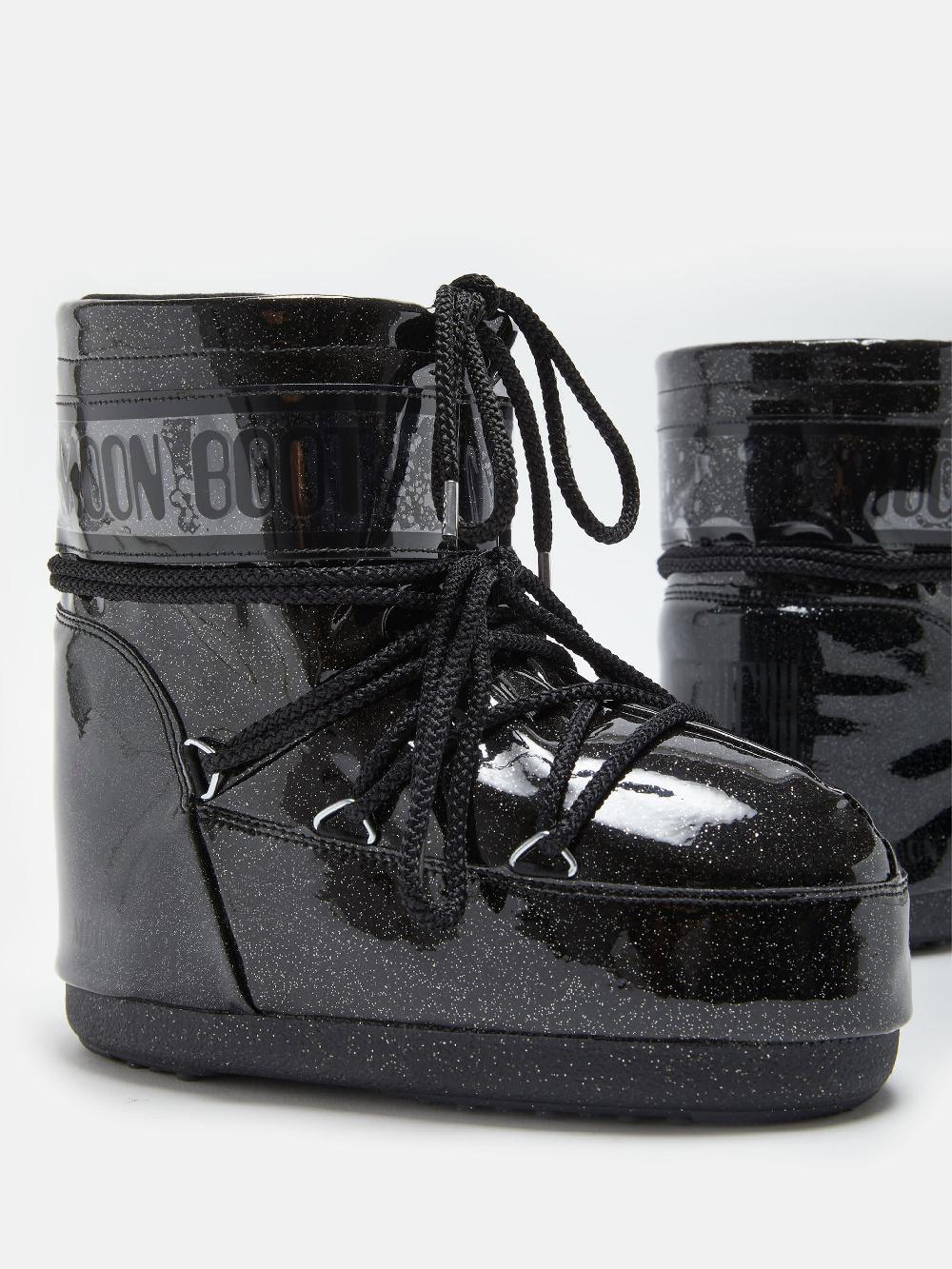 Moon Boot ICON LOW GLITTER NERO Vendita Calda