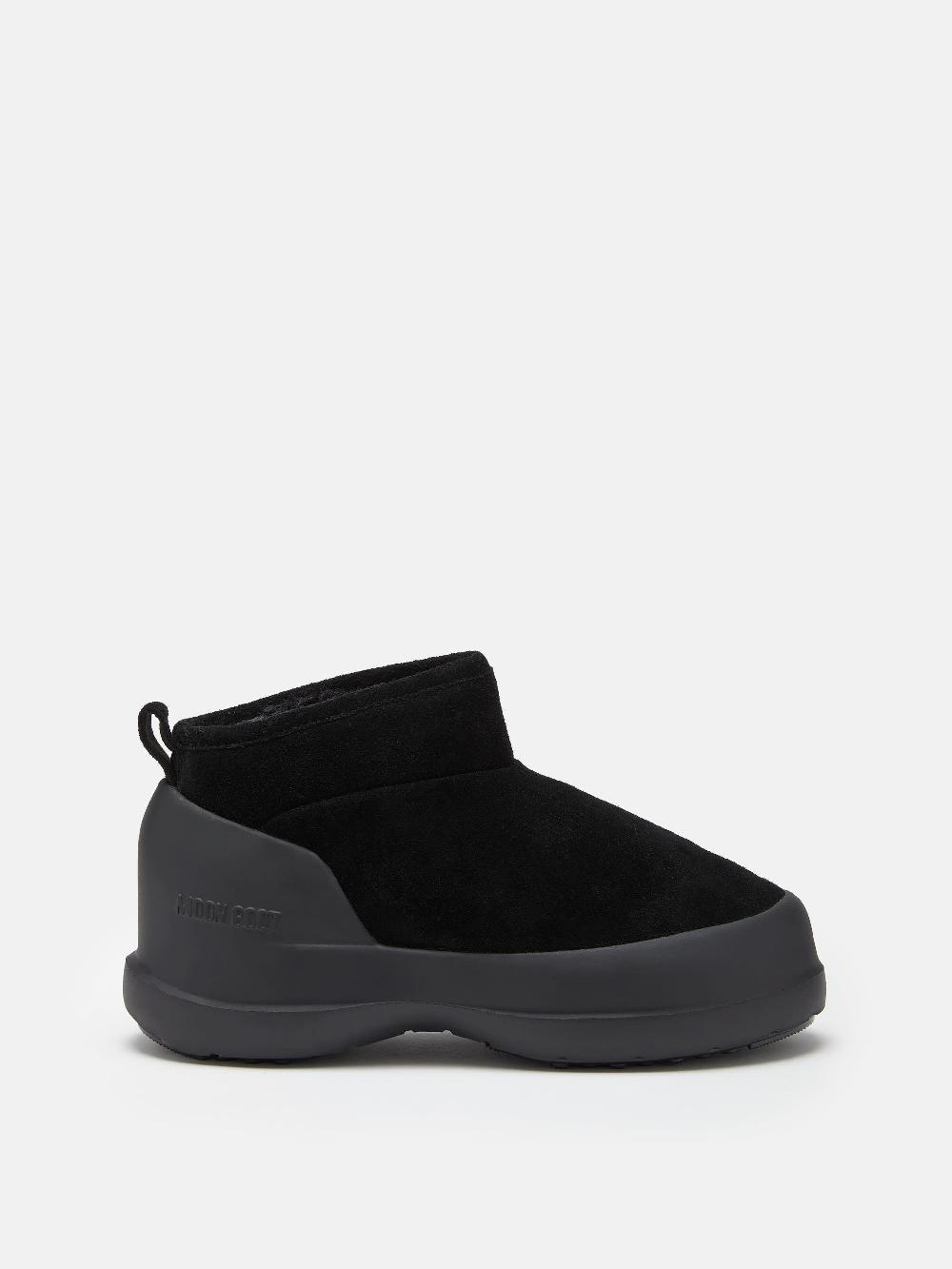 Moon Boot STIVALE LUNA LOW NERO IN PELLE SCAMOSCIATA Italy