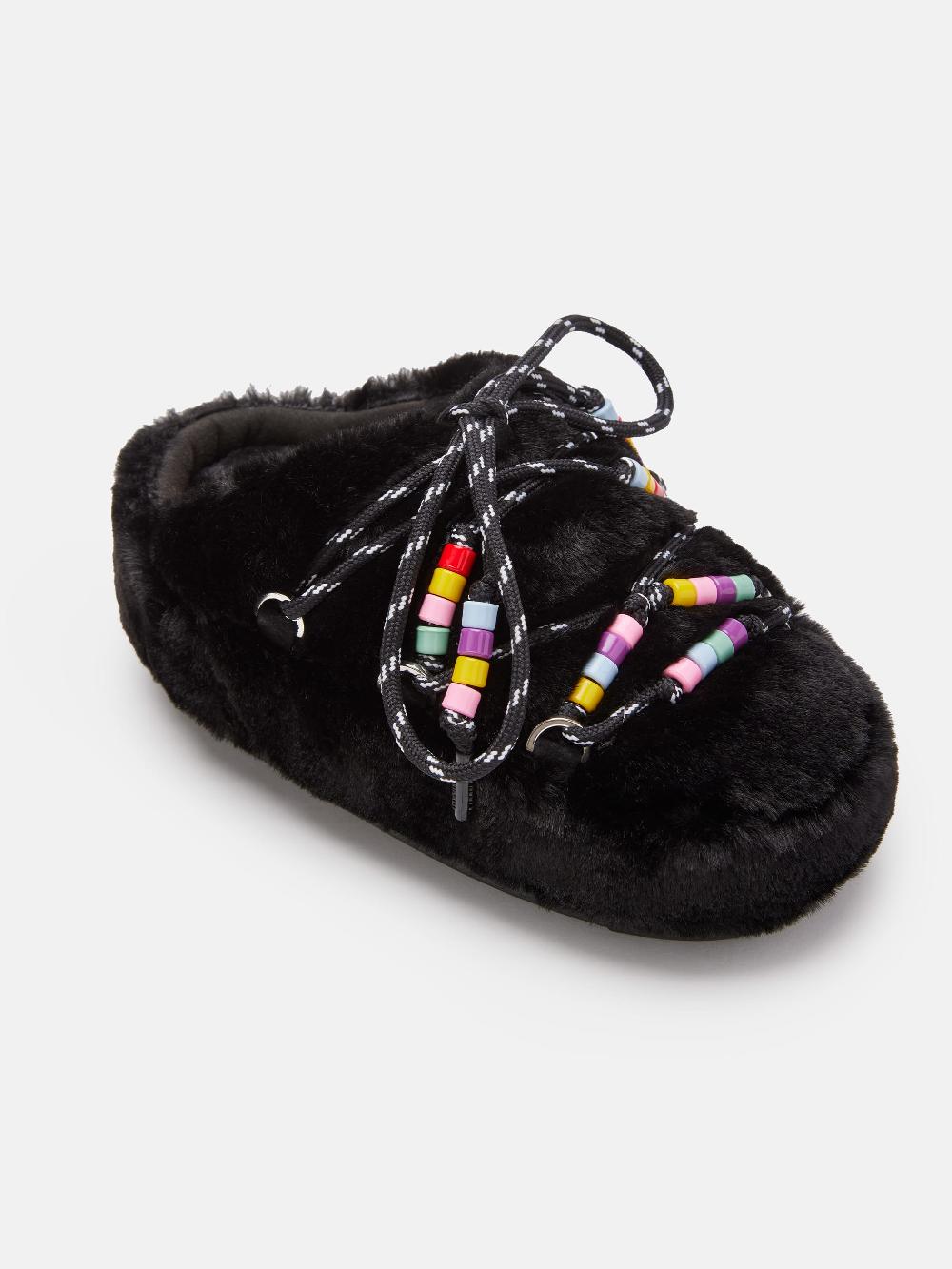 Moon Boot MULE FAUX-FUR BEADS NERO Saldi