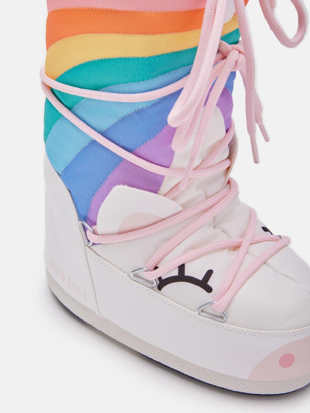 Moon Boot ICON JUNIOR UNICORN BIANCO Nuovo