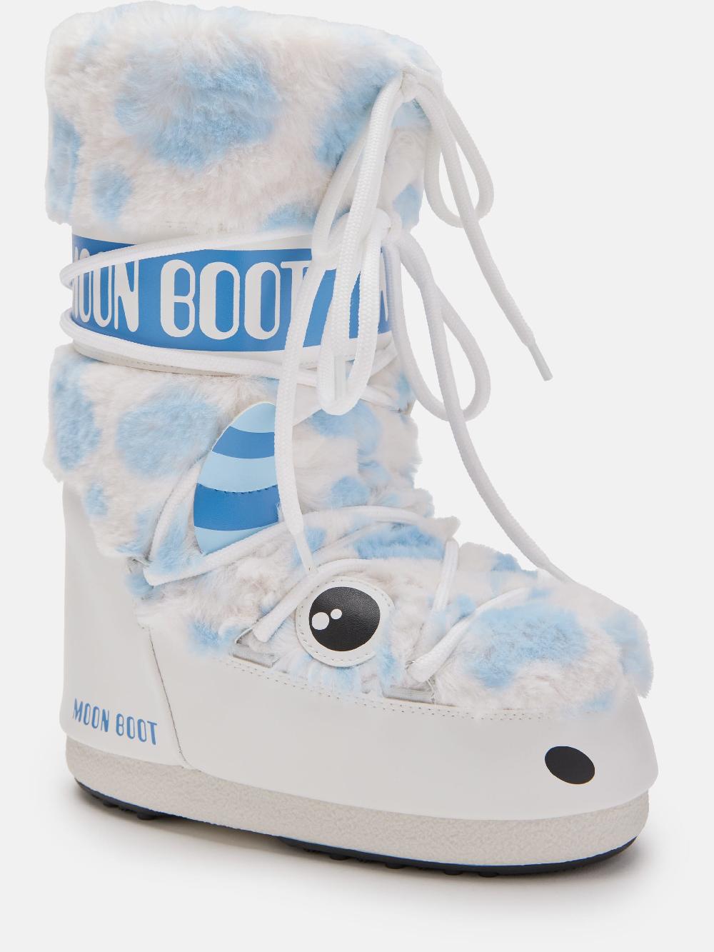 Moon Boot ICON JUNIOR YETI FAUX-FUR BIANCO Spedizione Gratuita