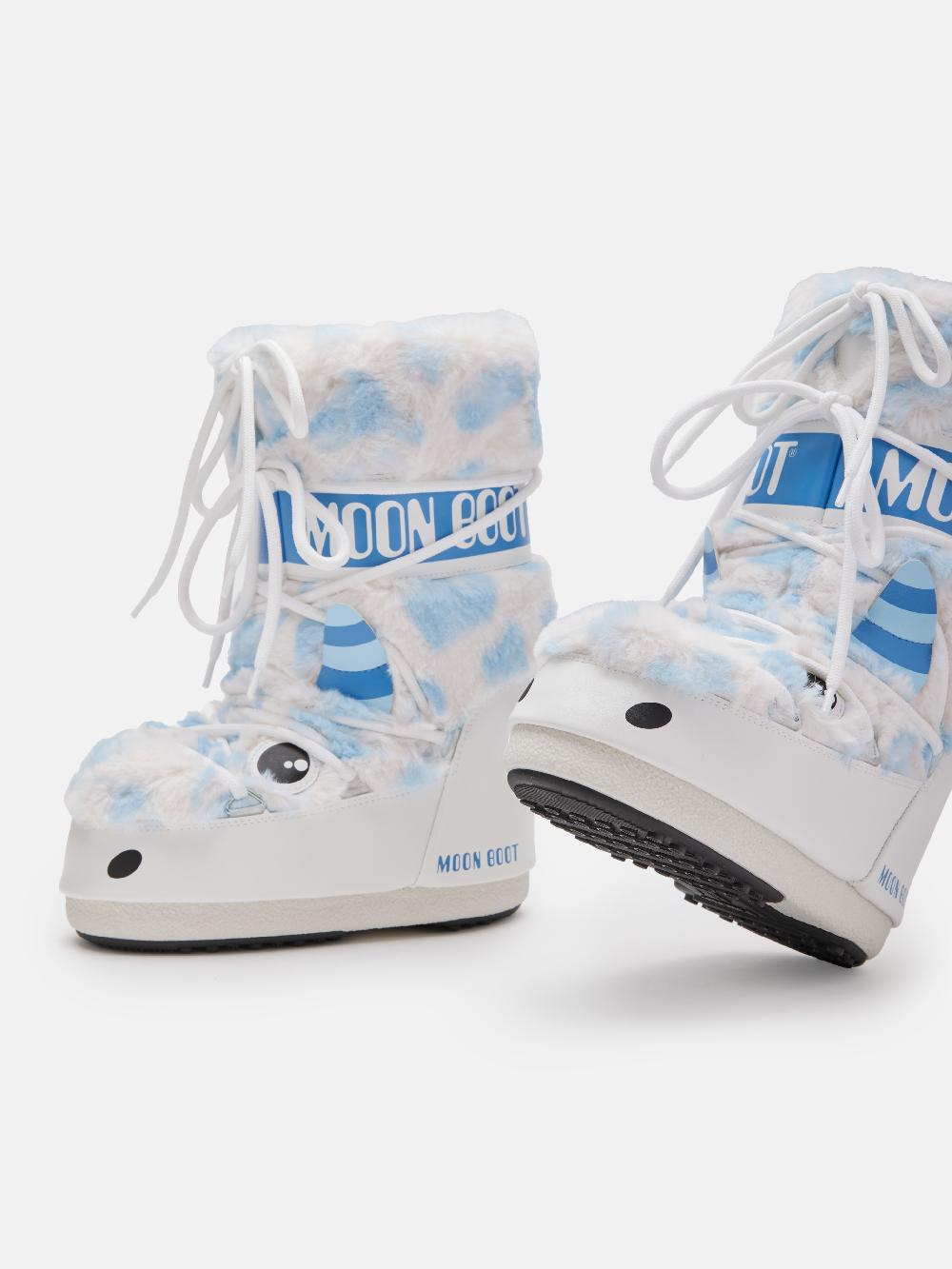 Moon Boot ICON JUNIOR YETI FAUX-FUR BIANCO Spedizione Gratuita