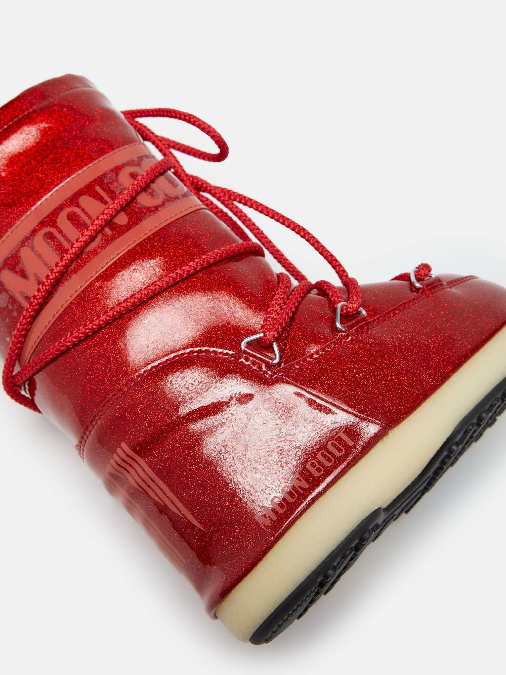 Moon Boot ICON JUNIOR GLITTER ROSSO Qualità Garantita