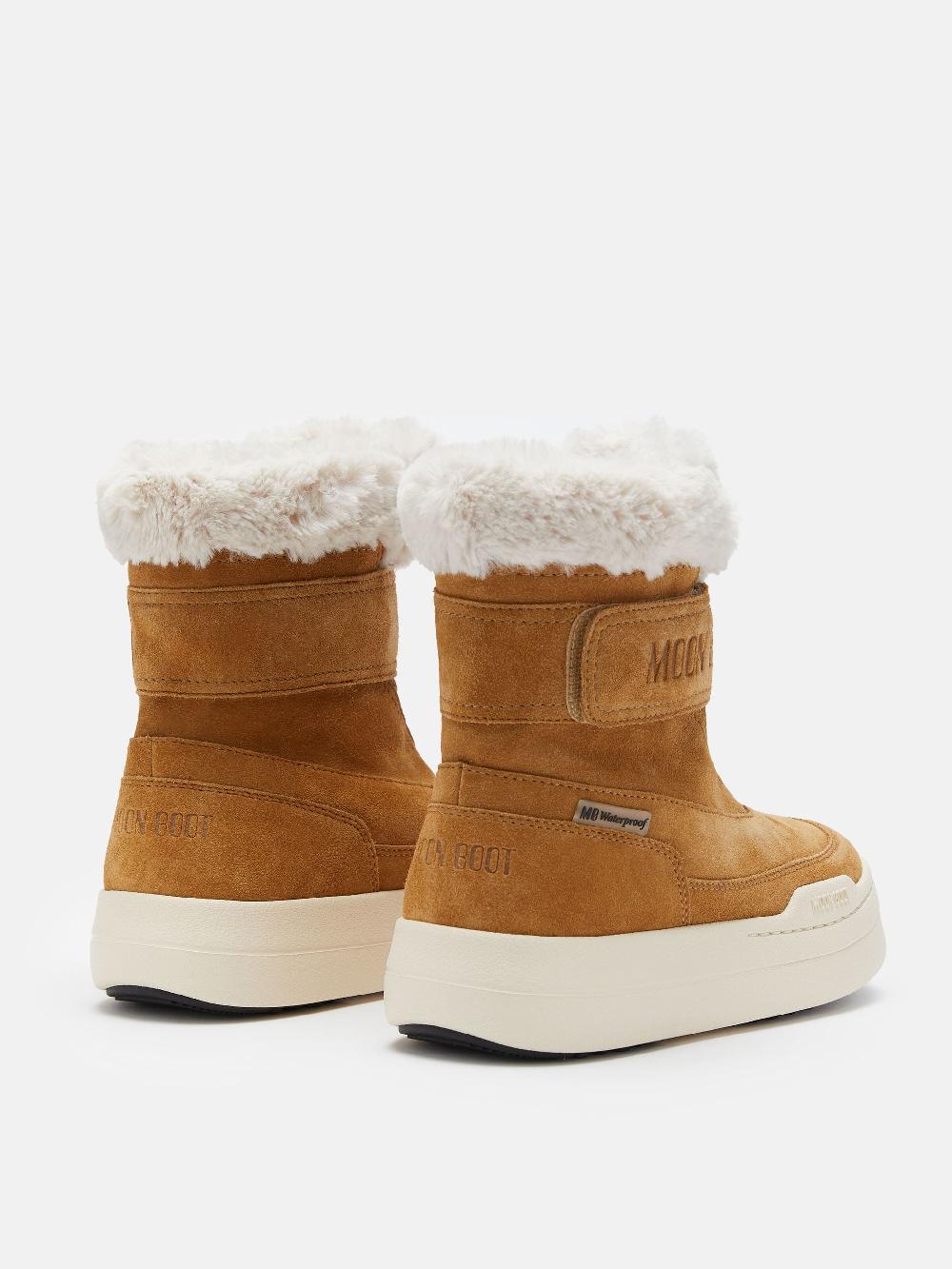 Moon Boot JUNIOR PARK NOCCIOLA IN PELLE SCAMOSCIATA CON CHIUSURA A STRAPPO Italia