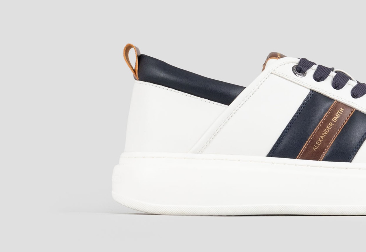 Alexander Smith ECO-WEMBLEY MAN WHITE BLUE COGNAC Nuova