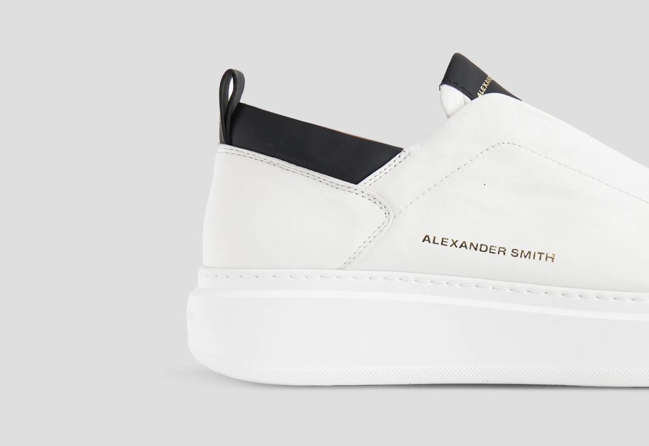 Alexander Smith WEMBLEY SLIP-ON MAN WHITE BLACK Sottocosto