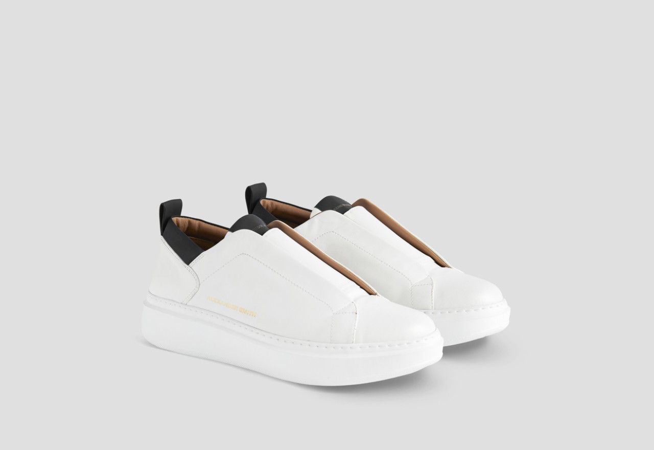 Alexander Smith WEMBLEY SLIP-ON MAN WHITE BLACK Sottocosto