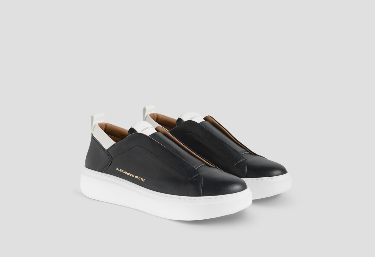 Alexander Smith WEMBLEY SLIP-ON MAN BLACK WHITE Novità