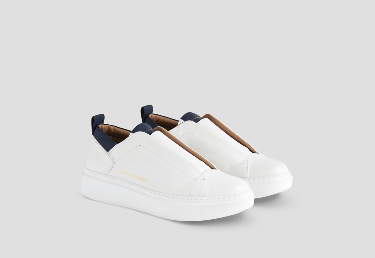 Alexander Smith WEMBLEY SLIP-ON MAN WHITE BLUE Presa
