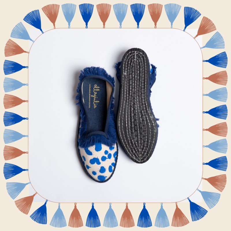 Allagiulia -Capsule Santorini- Friù Venezia Frangia CANVAS TIGROTTO BLUETTE Moda
