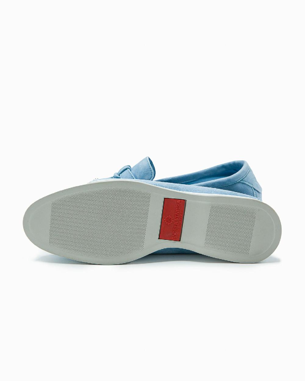 Andrea ventura Mocassino senza lacci con charms color argento Aq-D BEACH-CHARMS1 in suede color azzurro Offerta speciale