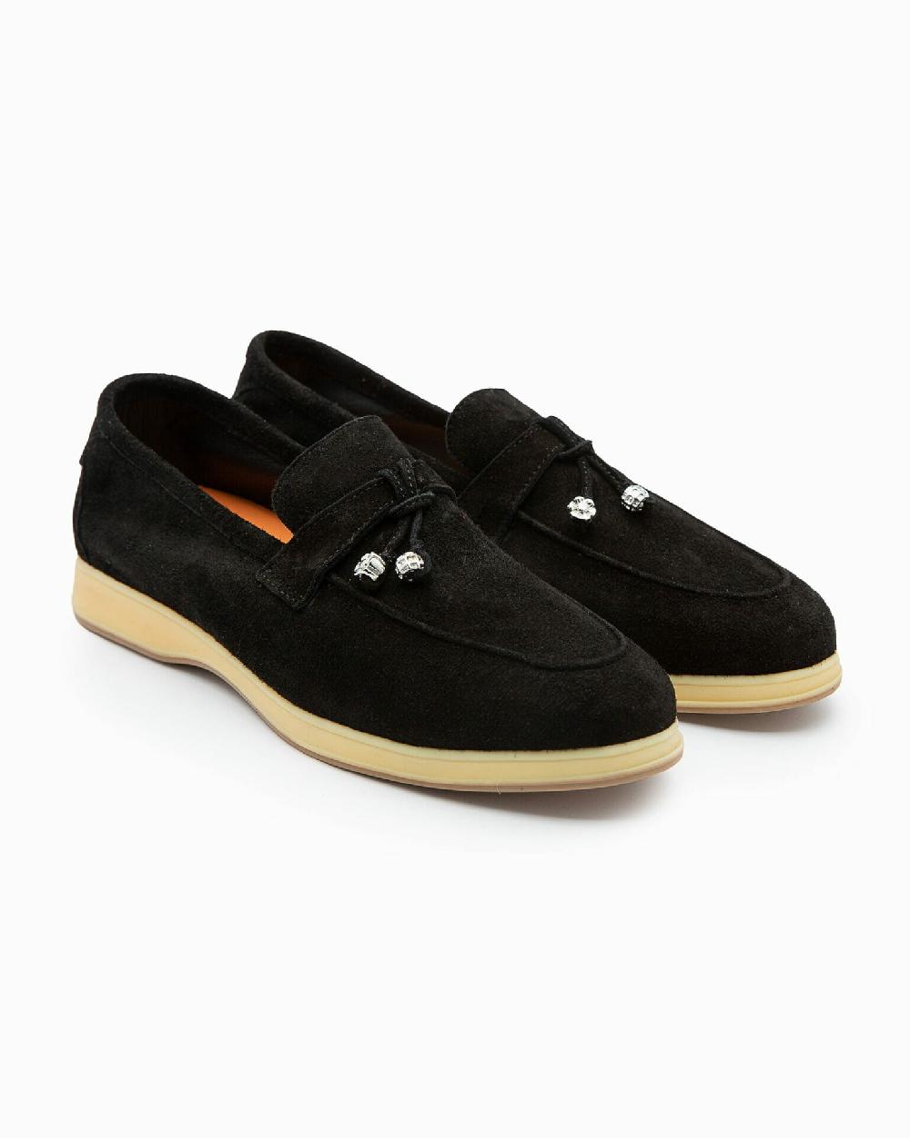 Andrea ventura Mocassino senza lacci con charms color argento Aq-D BEACH-CHARMS1 in suede color nero Grande vendita