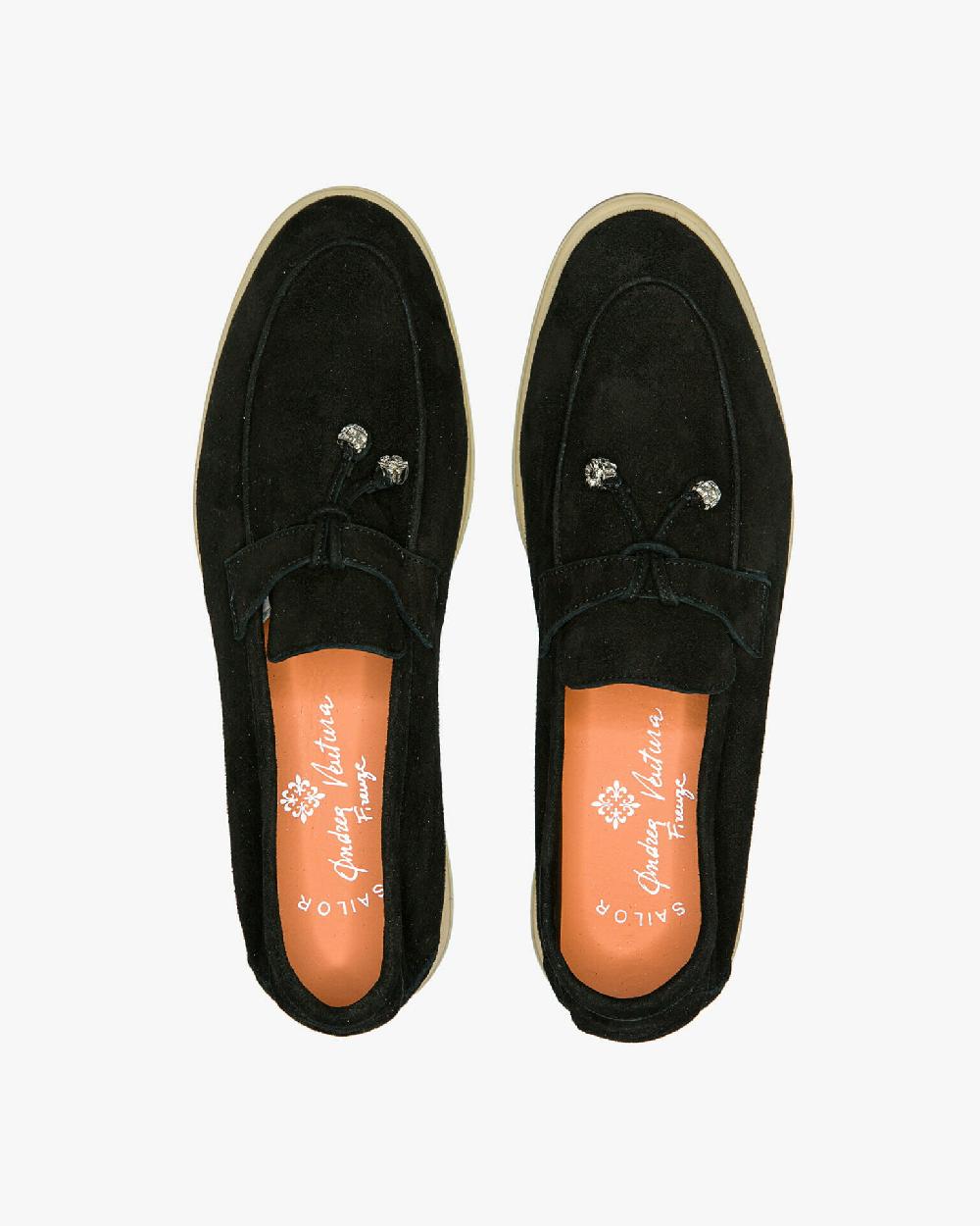 Andrea ventura Mocassino senza lacci con charms color argento Aq-D BEACH-CHARMS1 in suede color nero Grande vendita