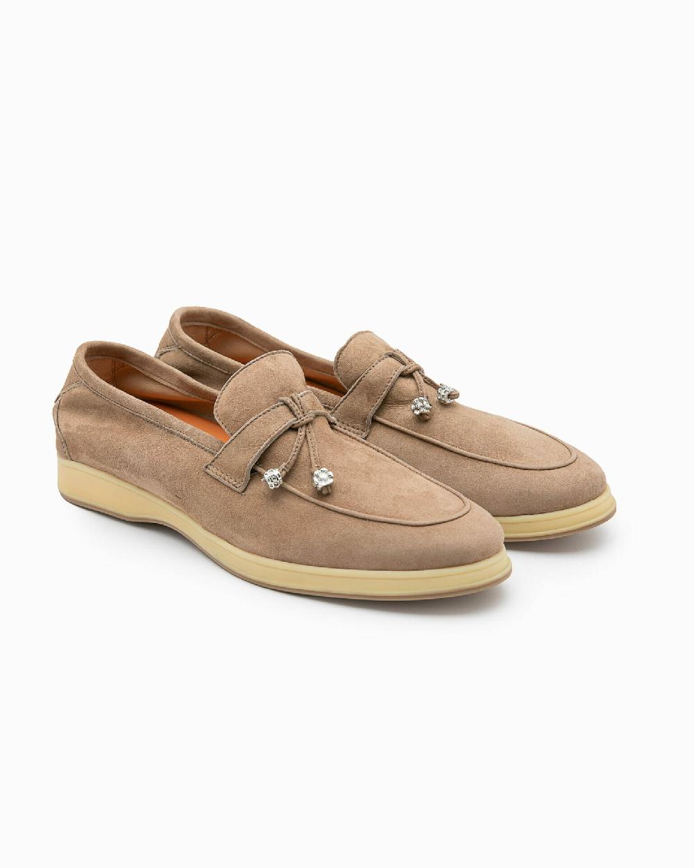 Andrea ventura Mocassino senza lacci con charms color argento Aq-D BEACH-CHARMS1 in suede color park avenue Flash Sale